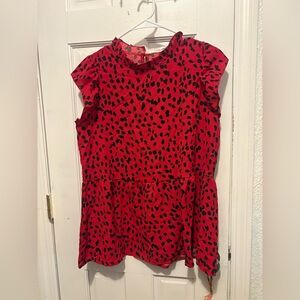 Red and Black Leopard Print Blouse